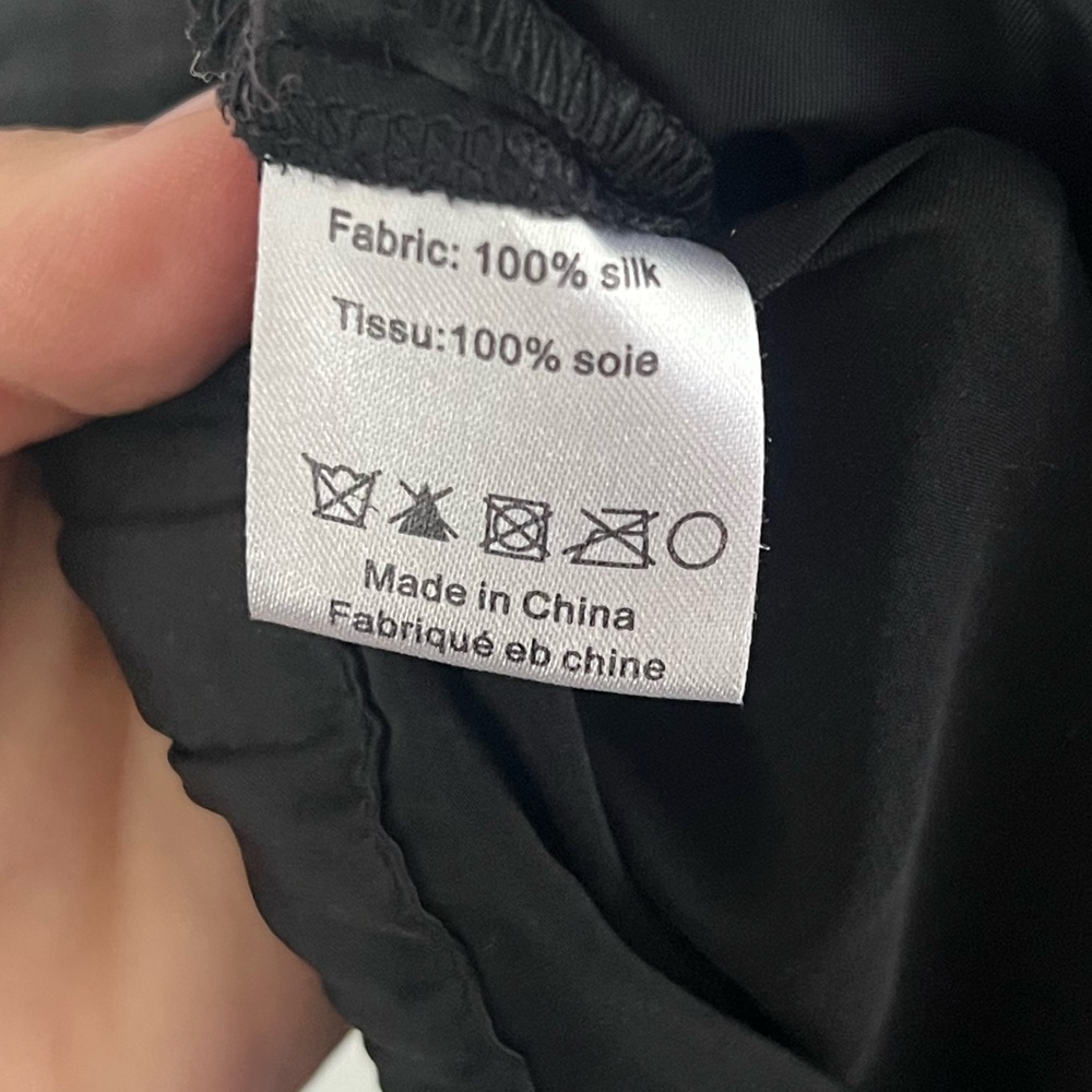 6397 Black 100% Silk Pull-On Crop Straight Leg‎ Pants Size Small - Picture 9 of 10